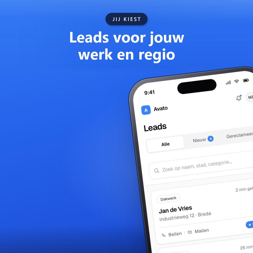 Lijst met leads, inclusief bellen en mailen.